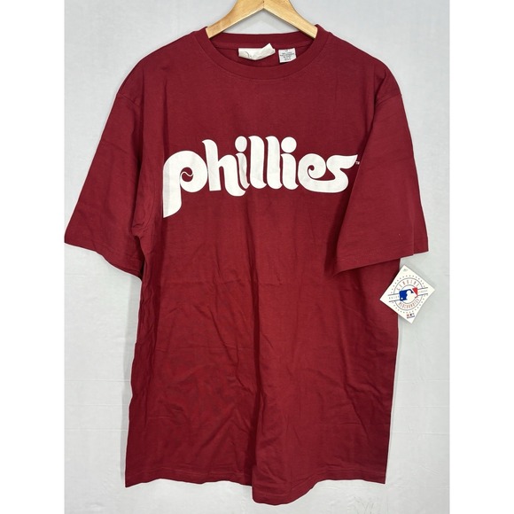 Majestic Other - Philadelphia Phillies Shirt Throwback Maroon Men's Large TALL Retro Vintage NEW